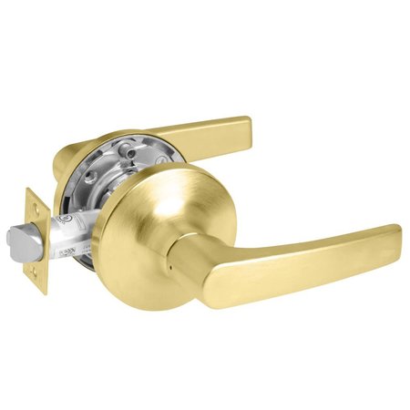 YALE Grade 1 Passage/Closet Latch Cylindrical Lock, Monroe Lever, Non-Keyed, Satin Brass Fnsh, Non-handed MO5401LN 606